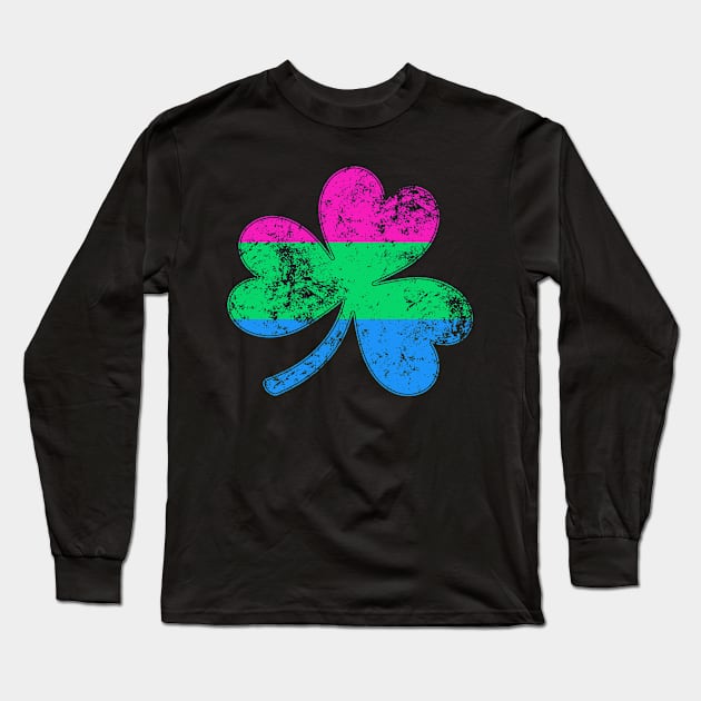 Polysexual Shamrock Pride Flag Long Sleeve T-Shirt by wheedesign